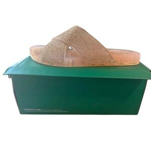 Lauren Lorraine Crystal Embellished Slides Nude Jelly Beach Sandals Sz XL/#S1117